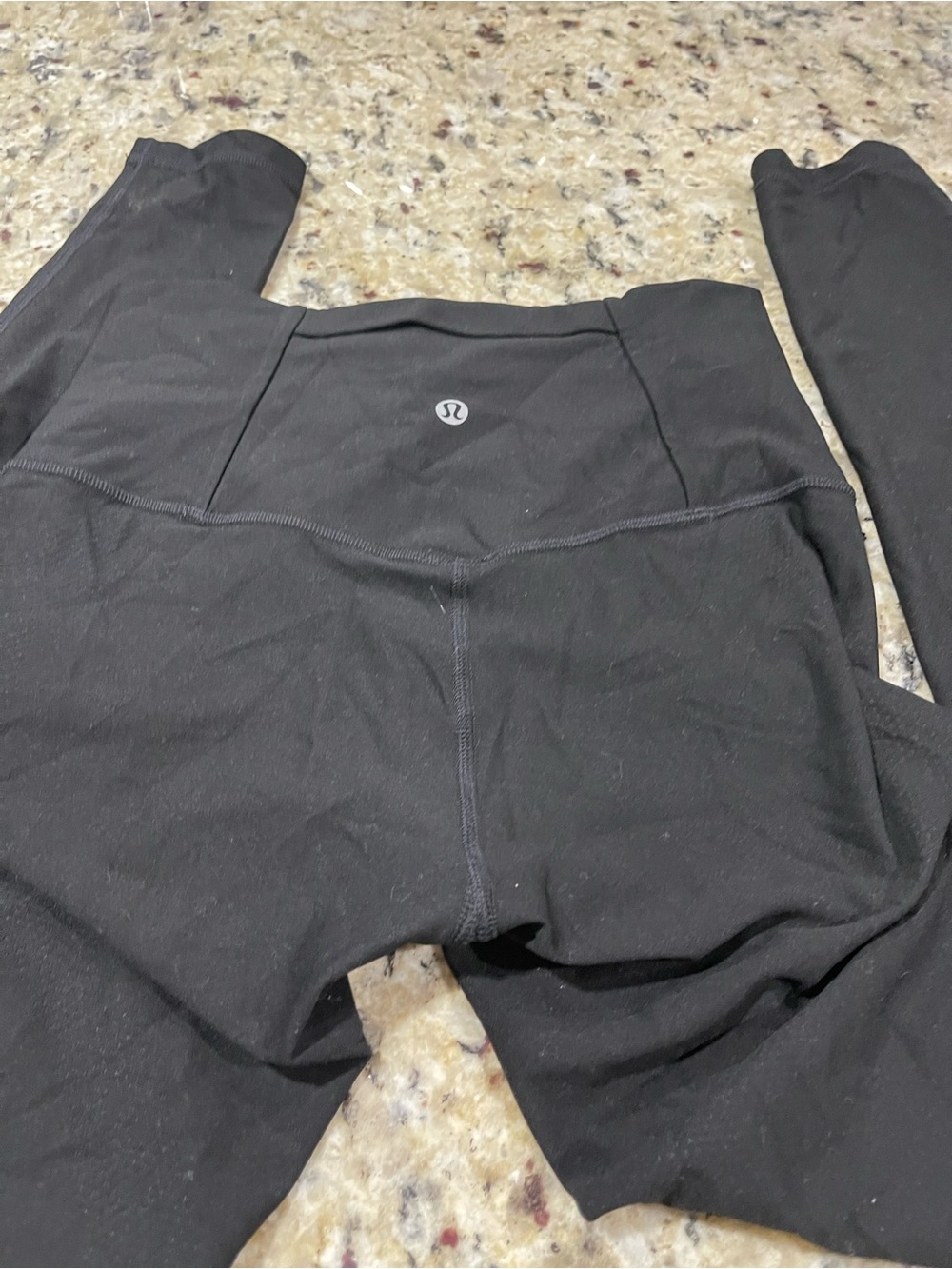 lululemon athletica Black High-Rise Leggings (tall) with Center Logo - Picture 2 of 7